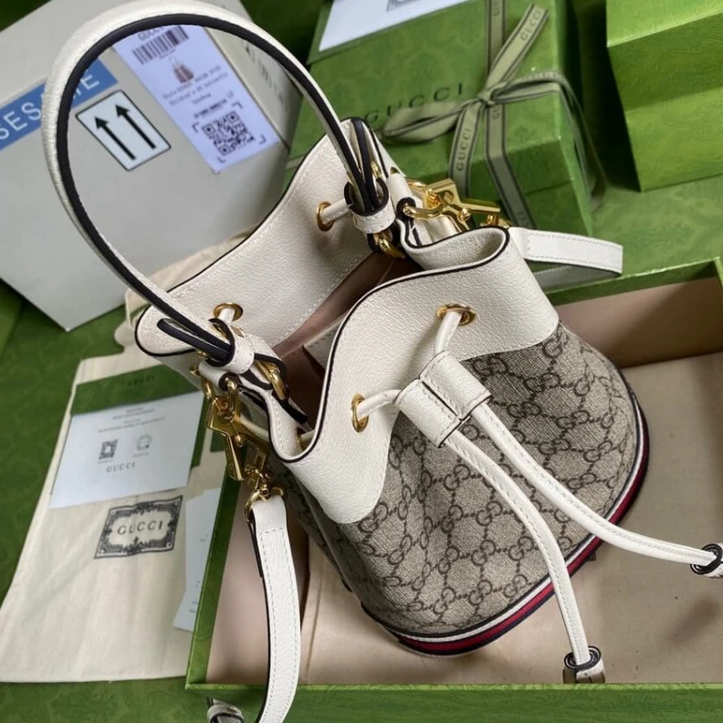 Kitlife ru Leather h Gucci Ophidia Small GG Bucket Bag White