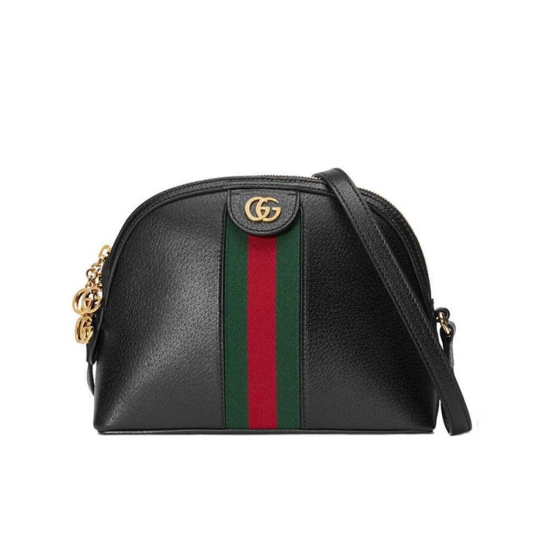 Green and Gucci Ophidia Small Shoulder Bag in Black Leather