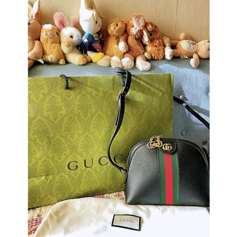 Replica bags Green and Gucci Ophidia Small Shoulder Bag in Black Leather
