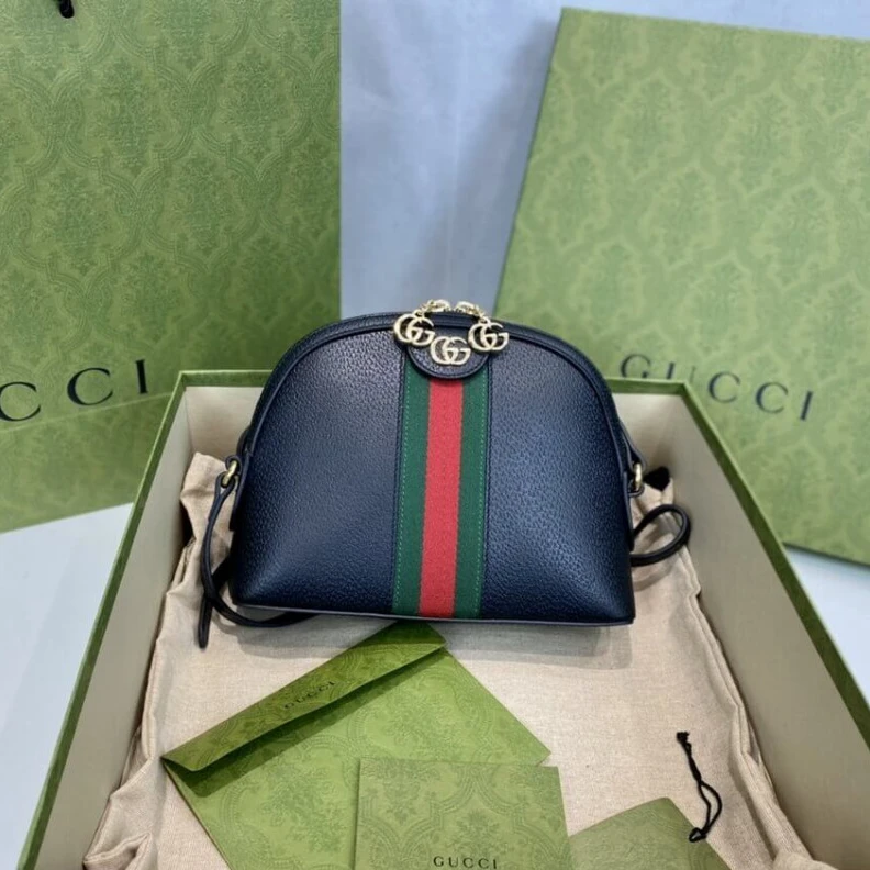 Replica bags Green and Gucci Ophidia Small Shoulder Bag in Black Leather