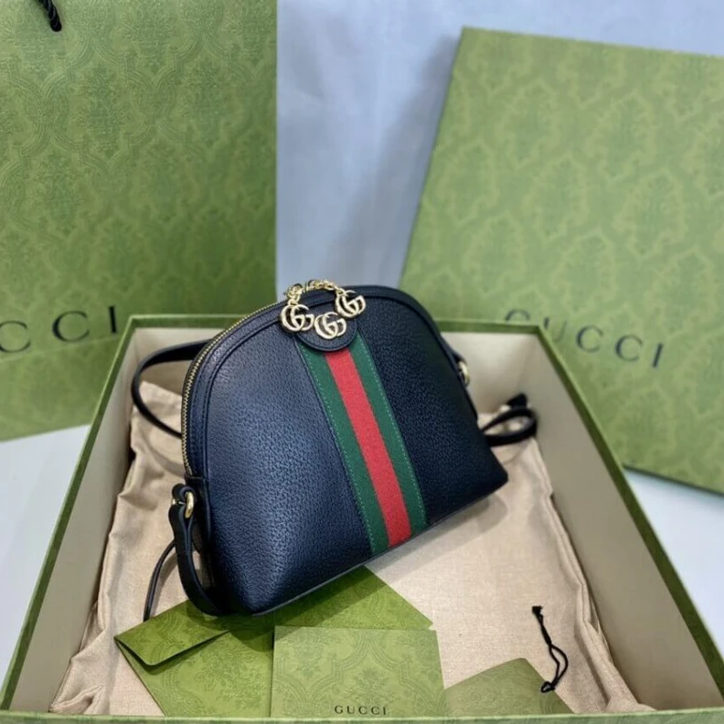 Replica bags Green and Gucci Ophidia Small Shoulder Bag in Black Leather