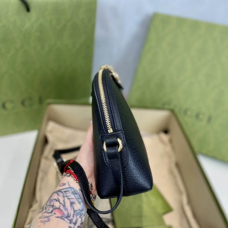 Replica bags Green and Gucci Ophidia Small Shoulder Bag in Black Leather