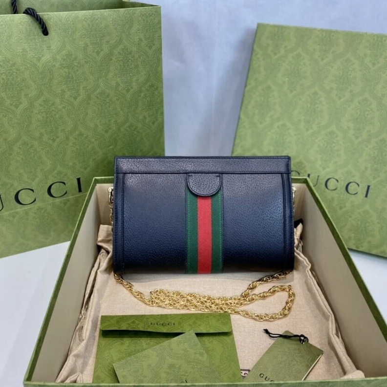 Replica bags lv Shiny gol Gucci Ophidia Small Shoulder Bag in Black Leather