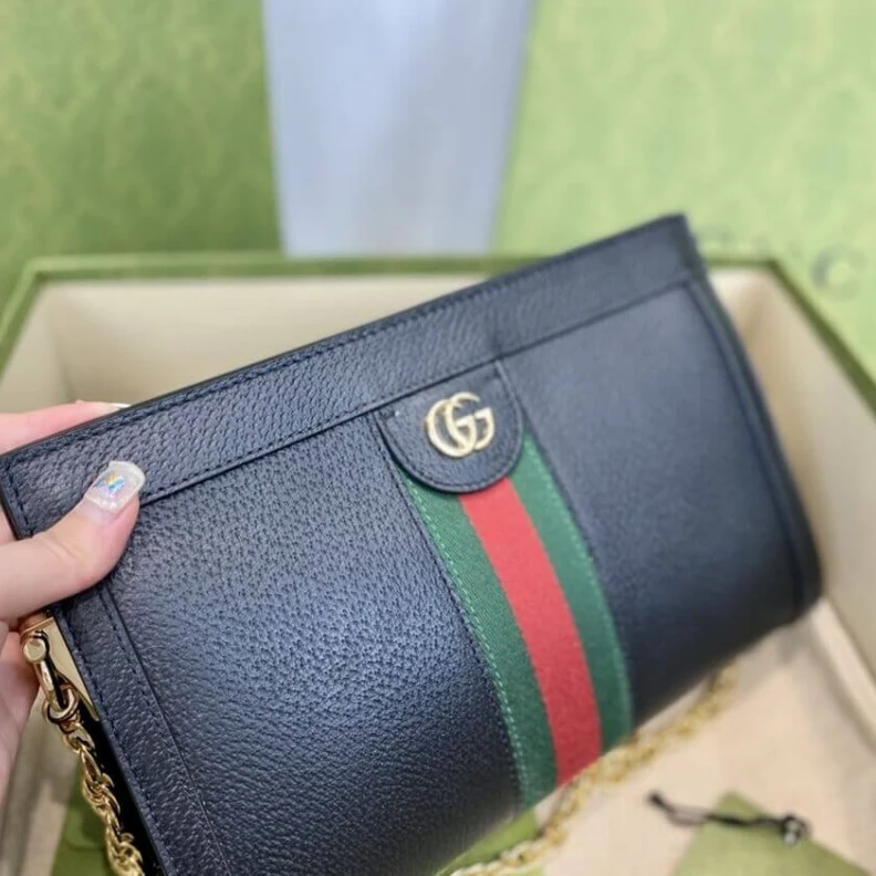 Replica bags lv Shiny gol Gucci Ophidia Small Shoulder Bag in Black Leather