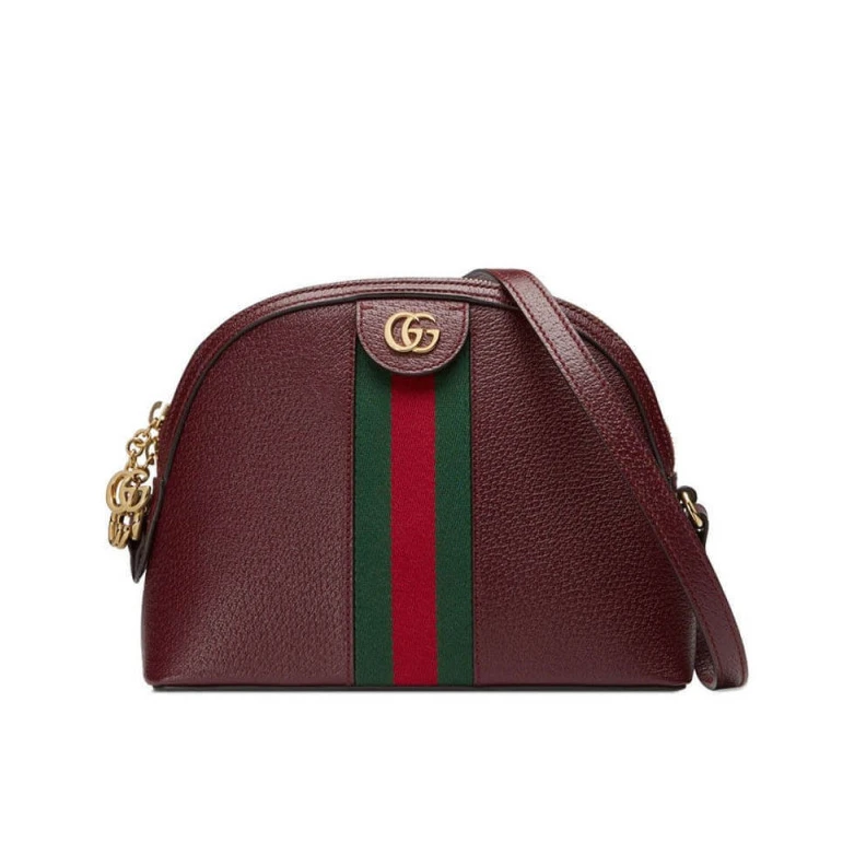 Interior Gucci Ophidia Small Shoulder Bag in Burgundy Leather