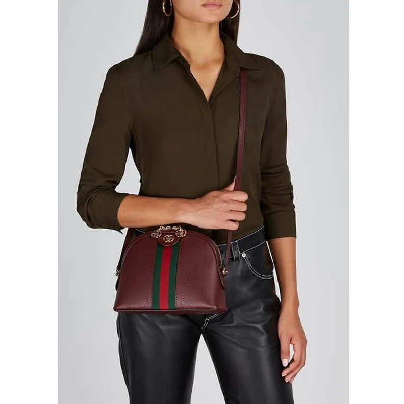 Replica bag Interior Gucci Ophidia Small Shoulder Bag in Burgundy Leather