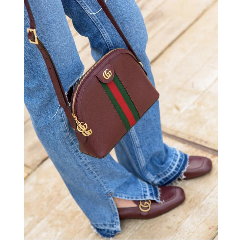 Replica bag Interior Gucci Ophidia Small Shoulder Bag in Burgundy Leather
