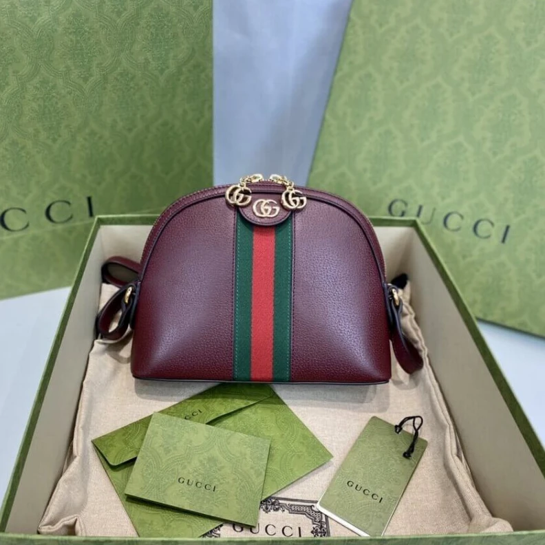 Replica bag Interior Gucci Ophidia Small Shoulder Bag in Burgundy Leather