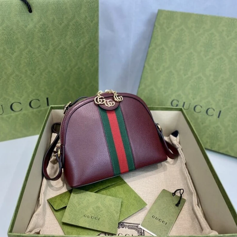 Replica bag Interior Gucci Ophidia Small Shoulder Bag in Burgundy Leather
