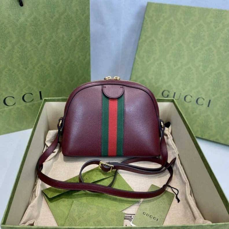 Replica bag Interior Gucci Ophidia Small Shoulder Bag in Burgundy Leather