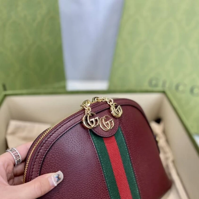 Replica bag Interior Gucci Ophidia Small Shoulder Bag in Burgundy Leather