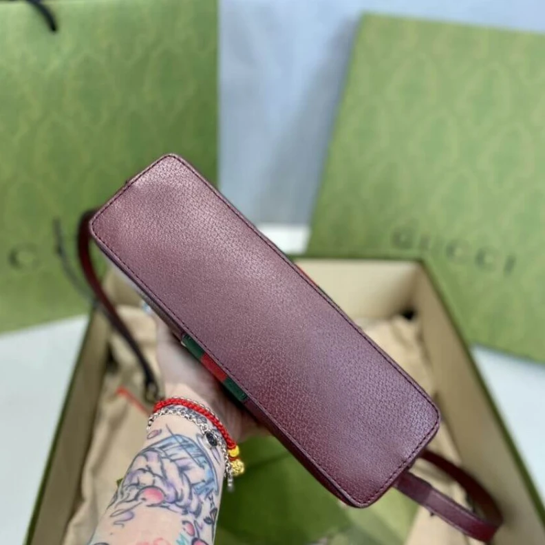 Replica bag Interior Gucci Ophidia Small Shoulder Bag in Burgundy Leather