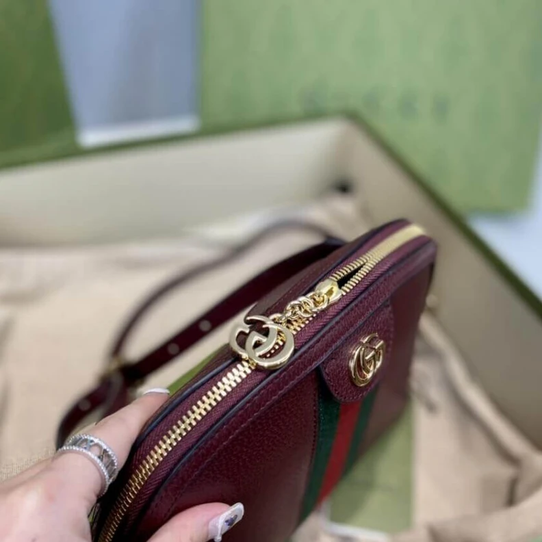 Replica bag Interior Gucci Ophidia Small Shoulder Bag in Burgundy Leather