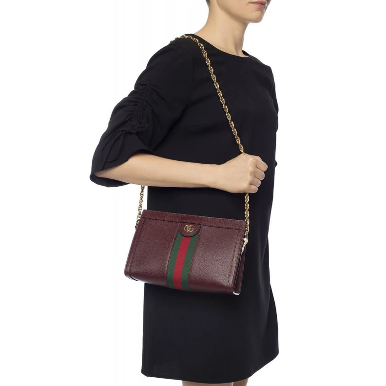 Replica bags Double G Gucci Ophidia Small Shoulder Bag in Burgundy Leather