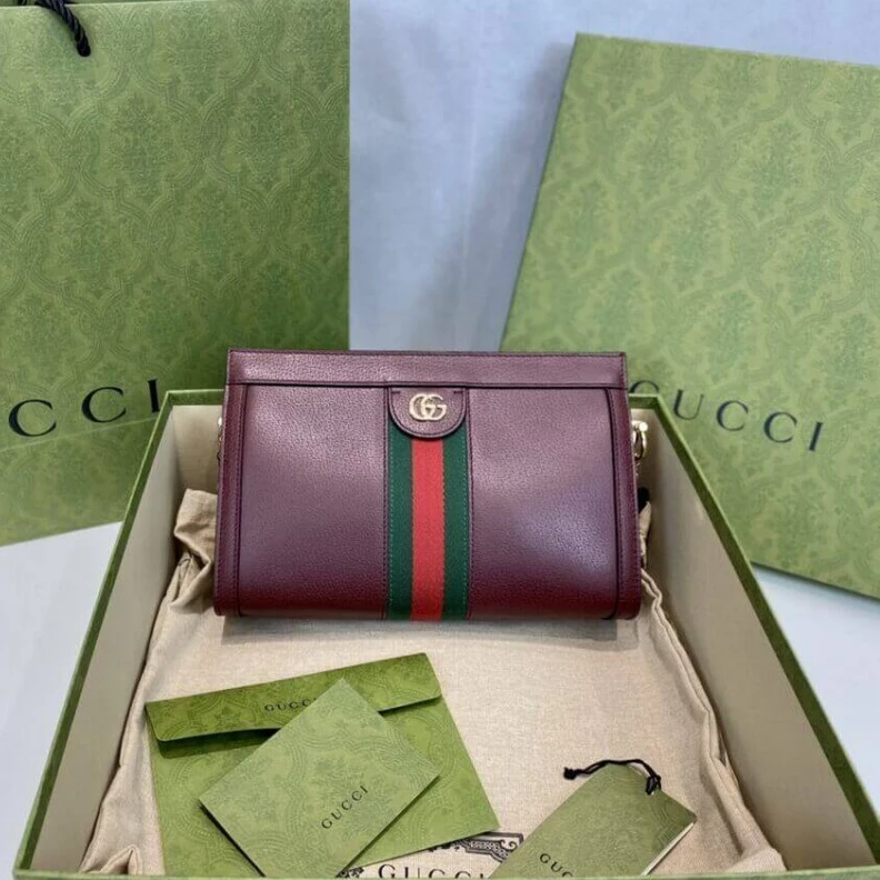 Replica bags Double G Gucci Ophidia Small Shoulder Bag in Burgundy Leather