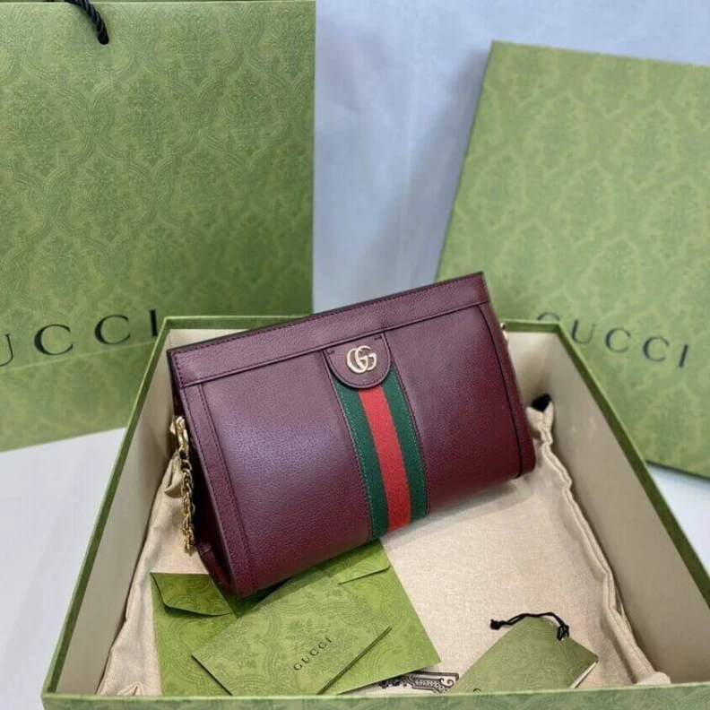 Replica bags Double G Gucci Ophidia Small Shoulder Bag in Burgundy Leather
