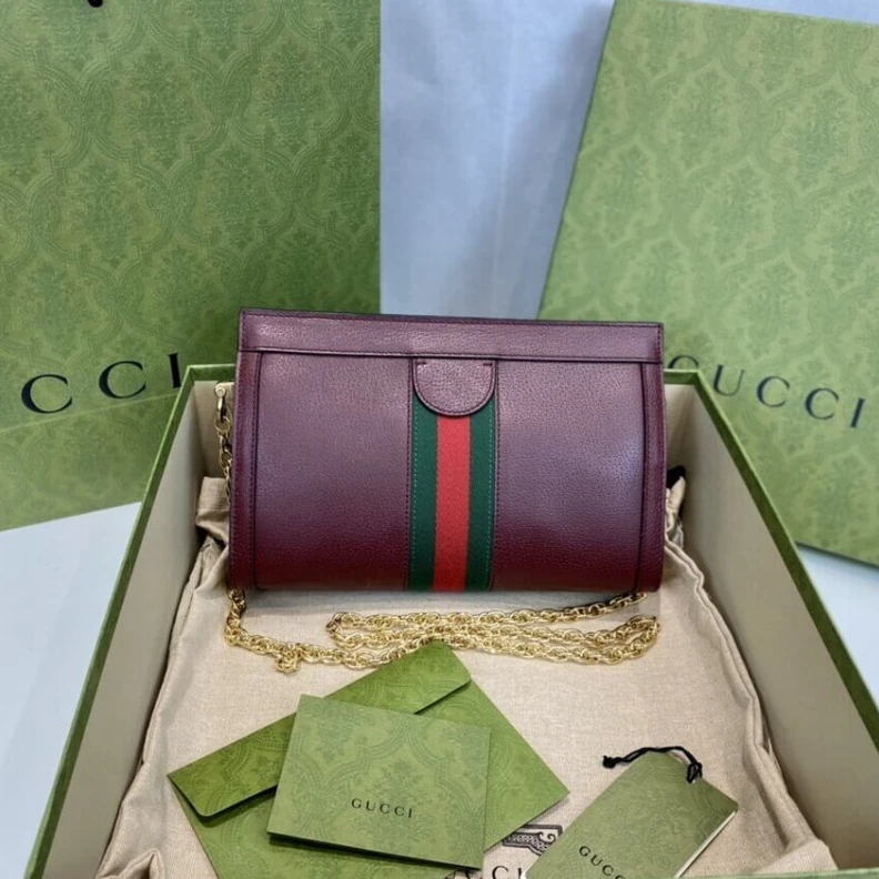 Replica bags Double G Gucci Ophidia Small Shoulder Bag in Burgundy Leather