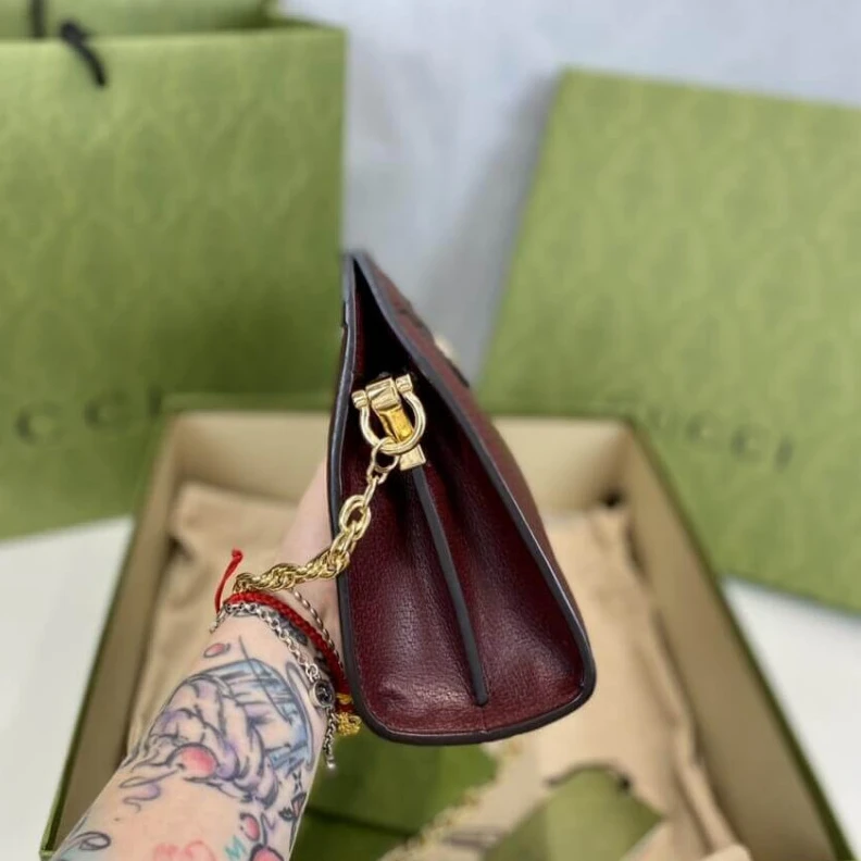 Replica bags Double G Gucci Ophidia Small Shoulder Bag in Burgundy Leather