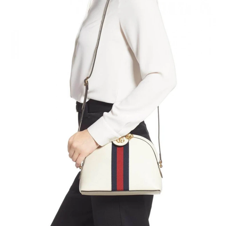 Replica bags lv Zipper pu Gucci Ophidia Small Shoulder Bag in White Leather