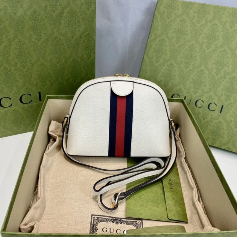 Replica bags lv Zipper pu Gucci Ophidia Small Shoulder Bag in White Leather