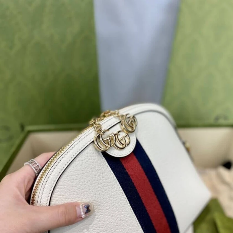 Replica bags lv Zipper pu Gucci Ophidia Small Shoulder Bag in White Leather