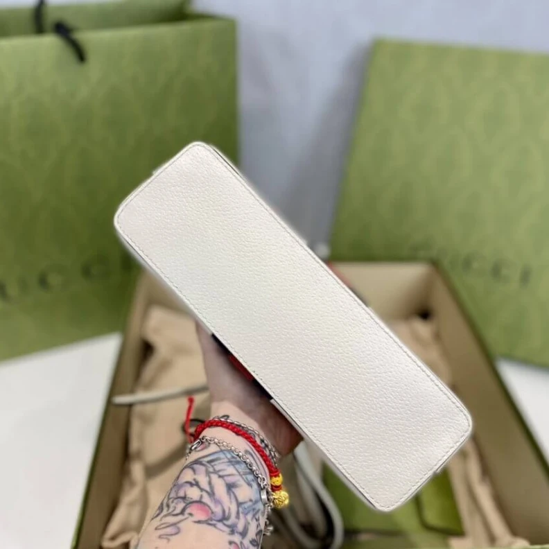 Replica bags lv Zipper pu Gucci Ophidia Small Shoulder Bag in White Leather
