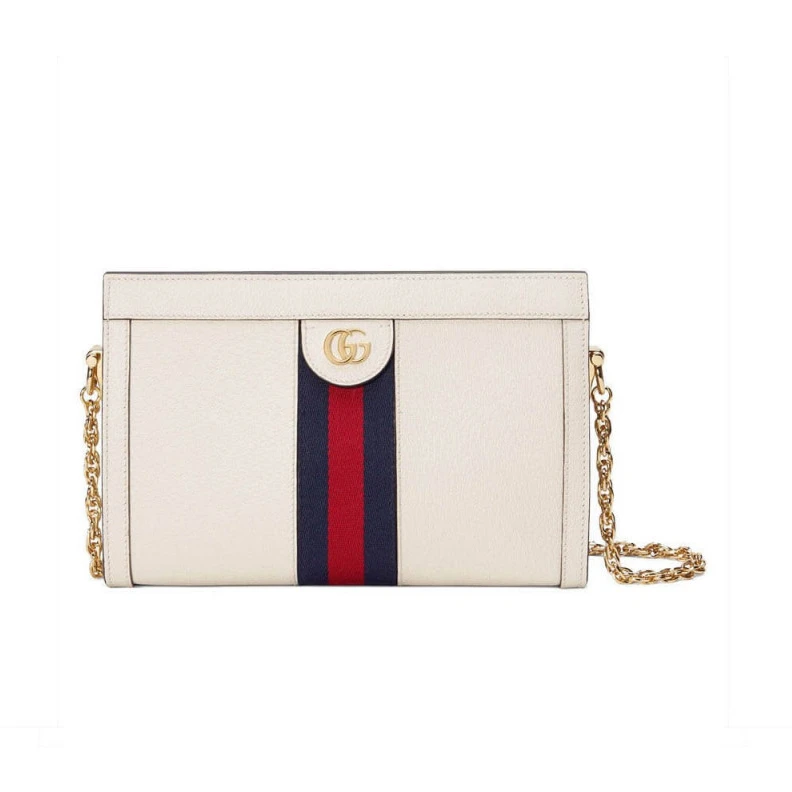 Handpaint Gucci Ophidia Small Shoulder Bag in White Leather
