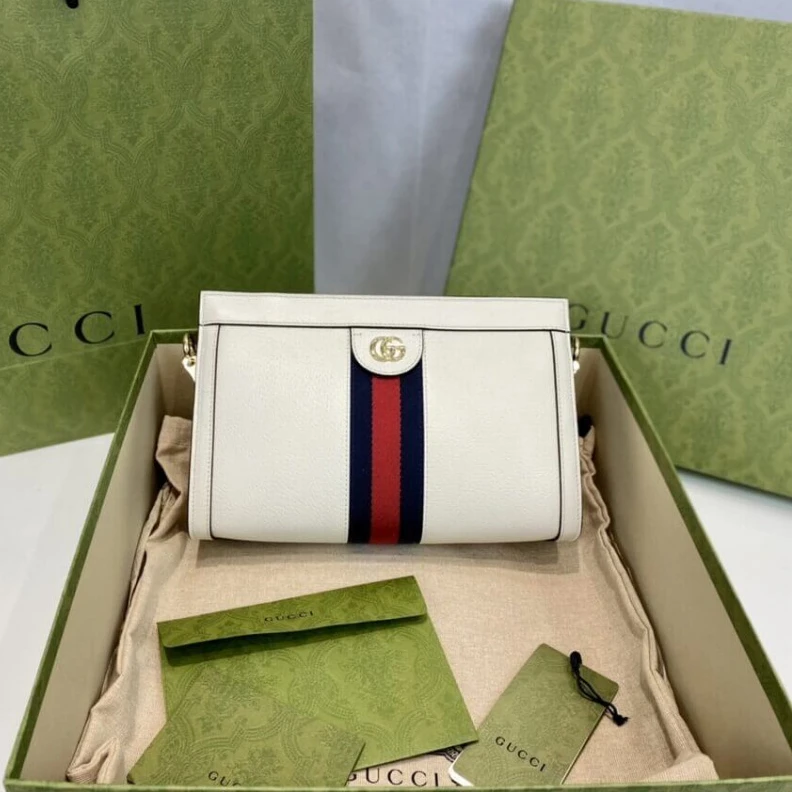 Kitlife ru Handpaint Gucci Ophidia Small Shoulder Bag in White Leather
