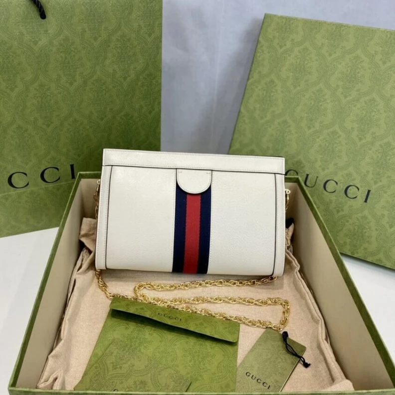 Kitlife ru Handpaint Gucci Ophidia Small Shoulder Bag in White Leather