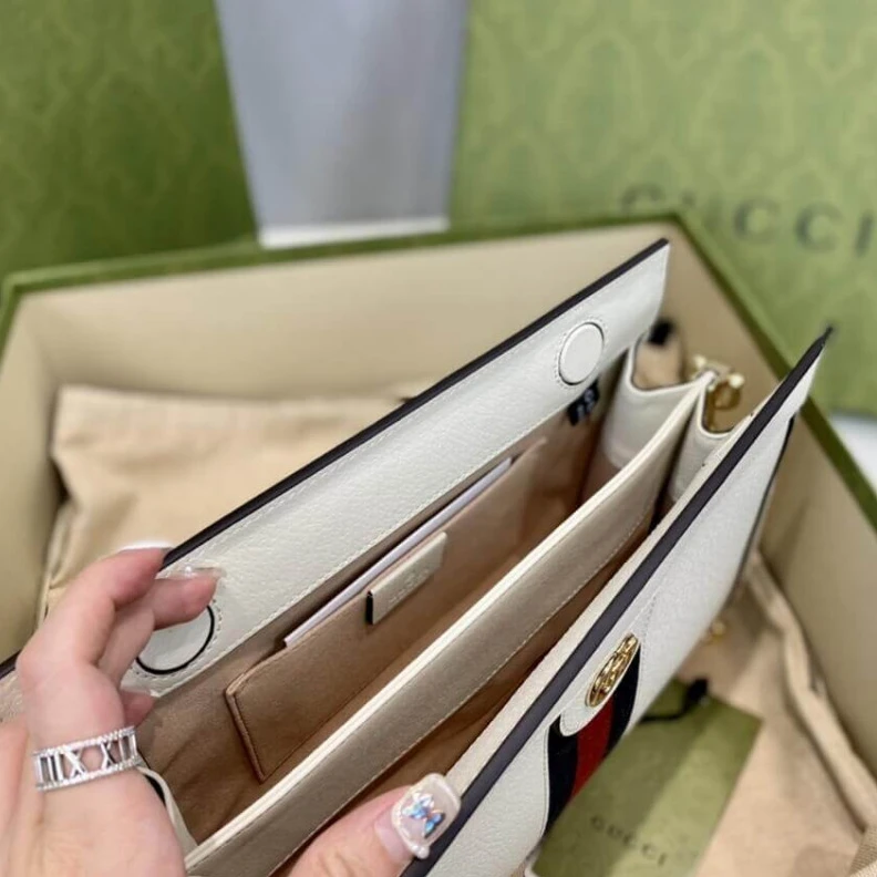 Kitlife ru Handpaint Gucci Ophidia Small Shoulder Bag in White Leather