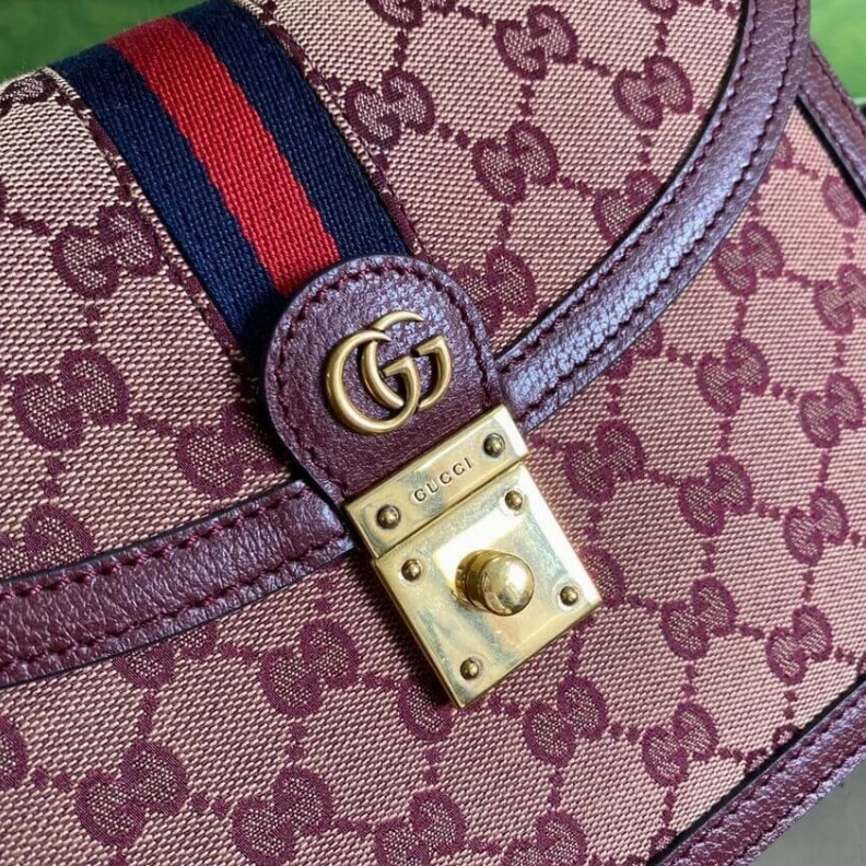Top lv Beige and Gucci Ophidia Small Top Handle Bag With Web Burgundy