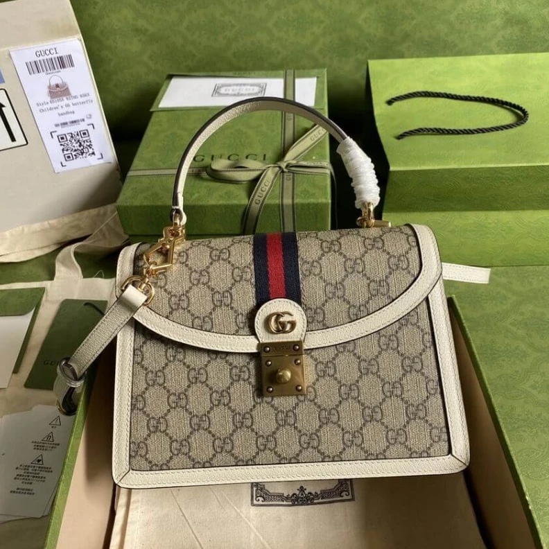 The world Gucci Ophidia Small Top Handle Bag With Web White