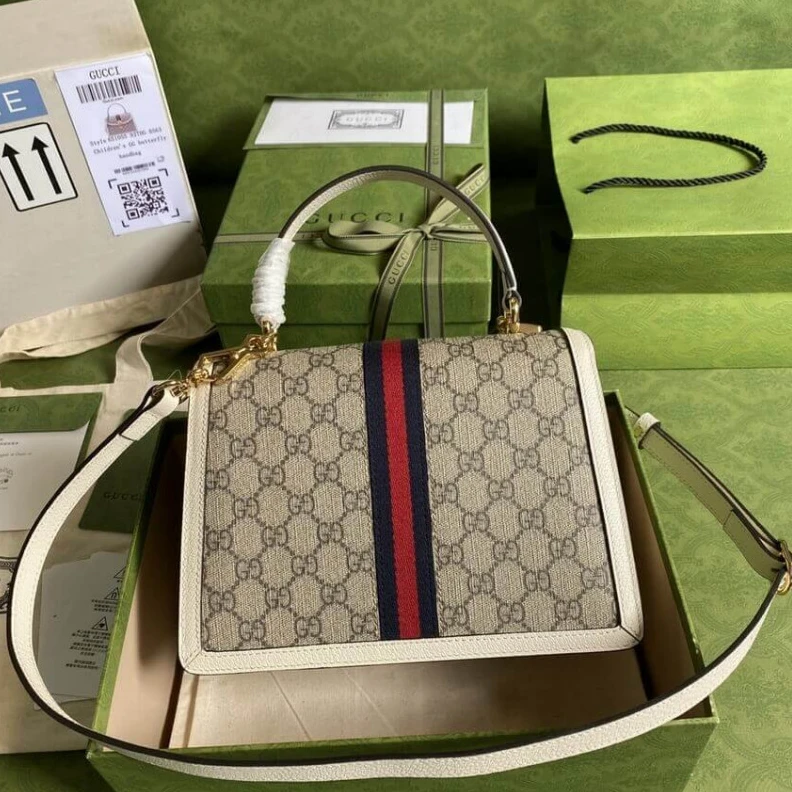 Kitlife The world Gucci Ophidia Small Top Handle Bag With Web White