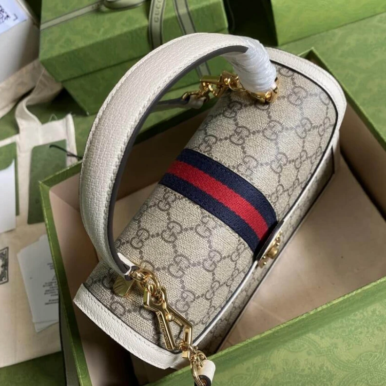 Kitlife The world Gucci Ophidia Small Top Handle Bag With Web White