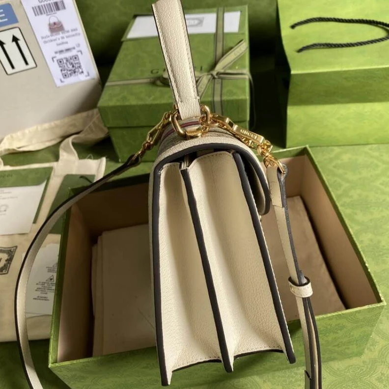 Kitlife The world Gucci Ophidia Small Top Handle Bag With Web White