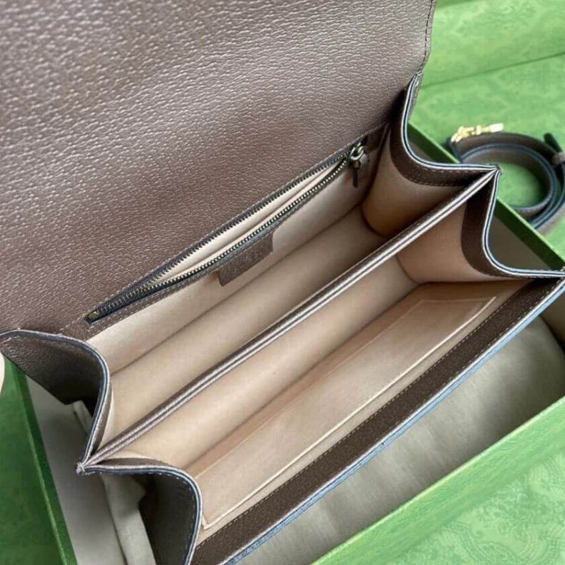 Kitlife Beige and Gucci Ophidia Small Top Handle Bag With Web