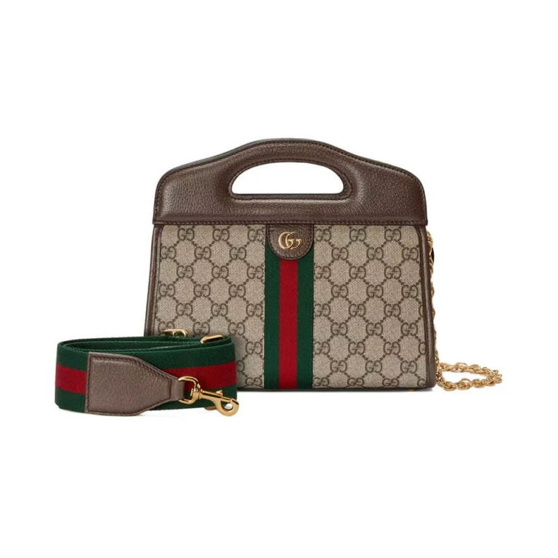 Microfibr Gucci Ophidia Small Tote With Web Brown