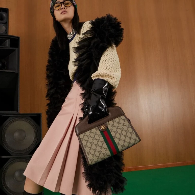 Lv belts replica Microfibr Gucci Ophidia Small Tote With Web Brown