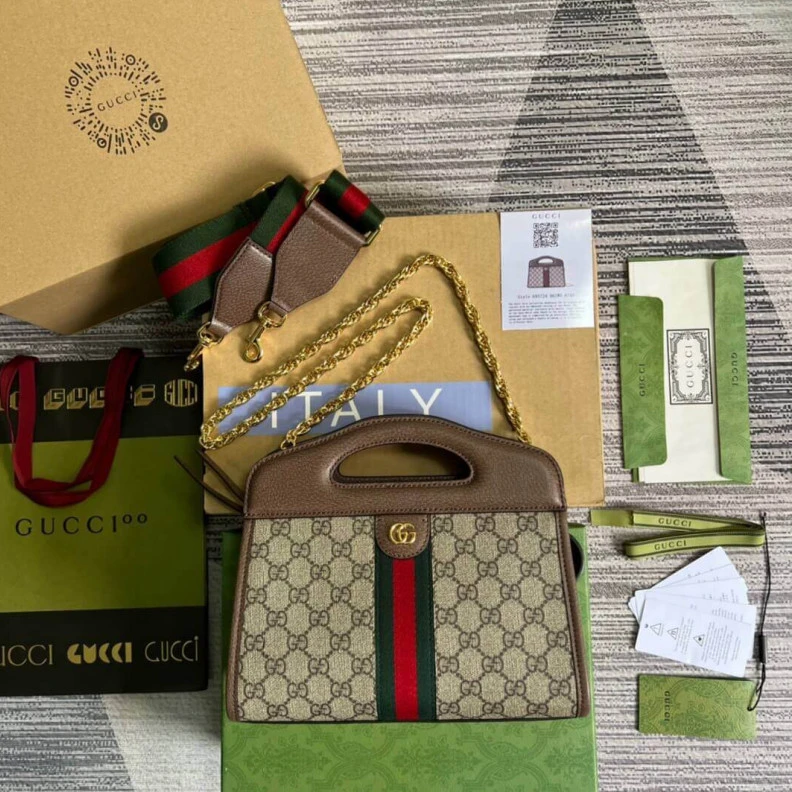 Lv belts replica Microfibr Gucci Ophidia Small Tote With Web Brown