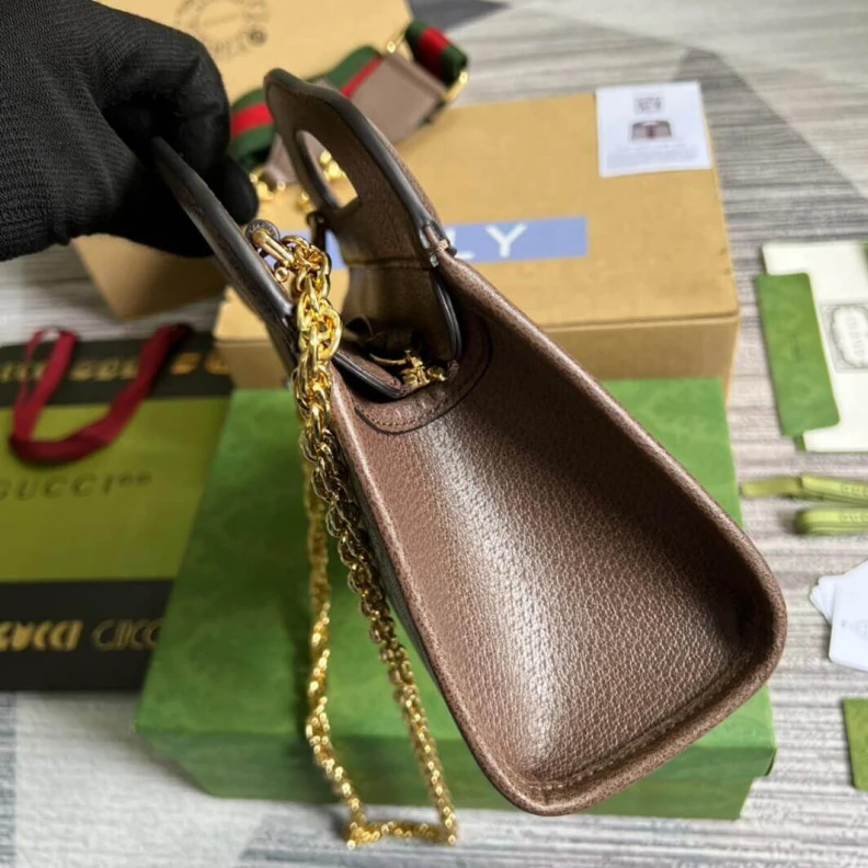 Lv belts replica Microfibr Gucci Ophidia Small Tote With Web Brown