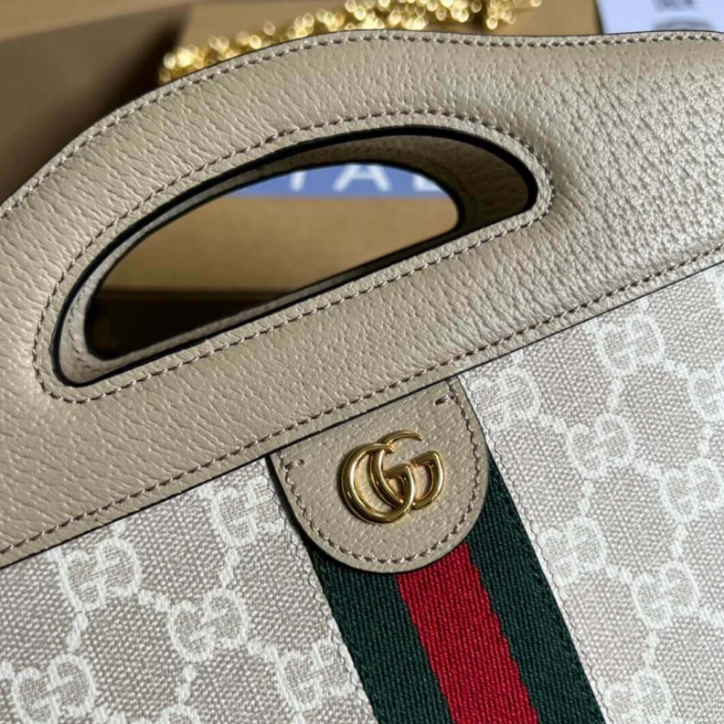 Top lv Cotton li Gucci Ophidia Small Tote With Web White