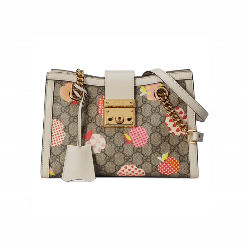 Key with Gucci Padlock GG Heart Apple Pattern Small Shoulder Bag