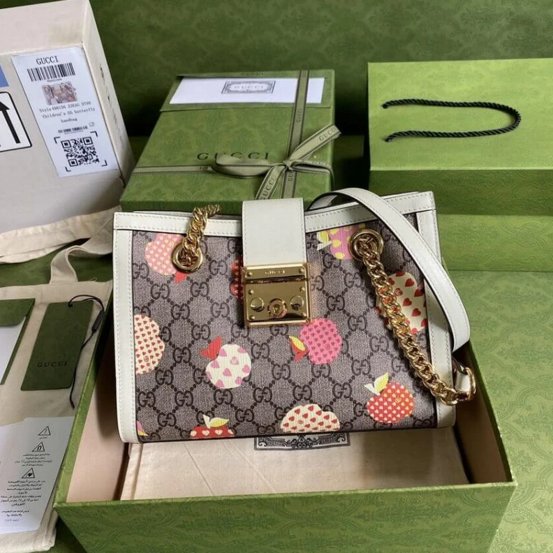 Top lv Key with Gucci Padlock GG Heart Apple Pattern Small Shoulder Bag