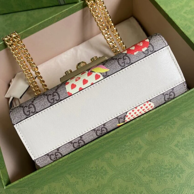 Louis vuitton locations Key with Gucci Padlock Heart Apple Pattern Small Shoulder Bag Blue