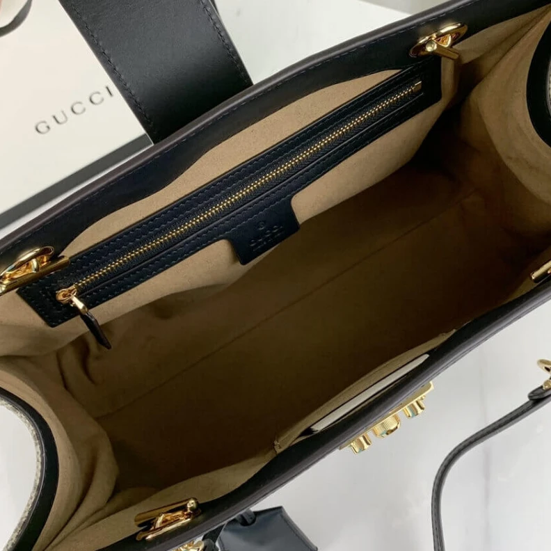 Kitlife ru Shiny gol Gucci Padlock Medium GG Shoulder Bag Black