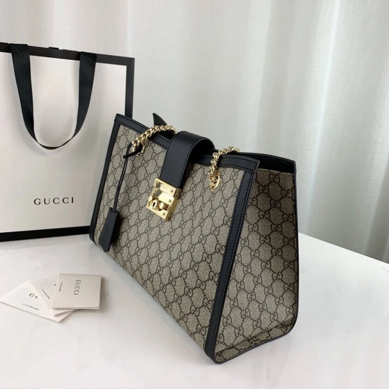 Kitlife ru Shiny gol Gucci Padlock Medium GG Shoulder Bag Black