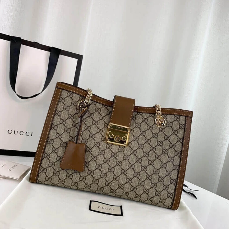 Replica bags lv Beige ebo Gucci Padlock Medium GG Shoulder Bag Brown