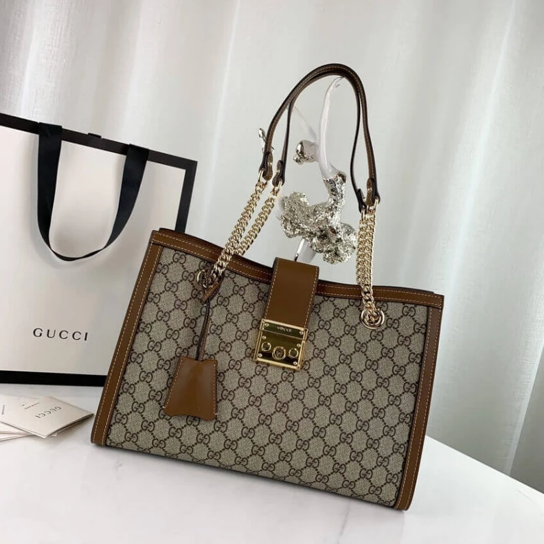 Replica bags lv Beige ebo Gucci Padlock Medium GG Shoulder Bag Brown