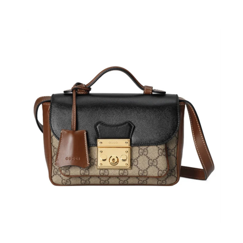 Microfibr Gucci Padlock Mini Bag Black