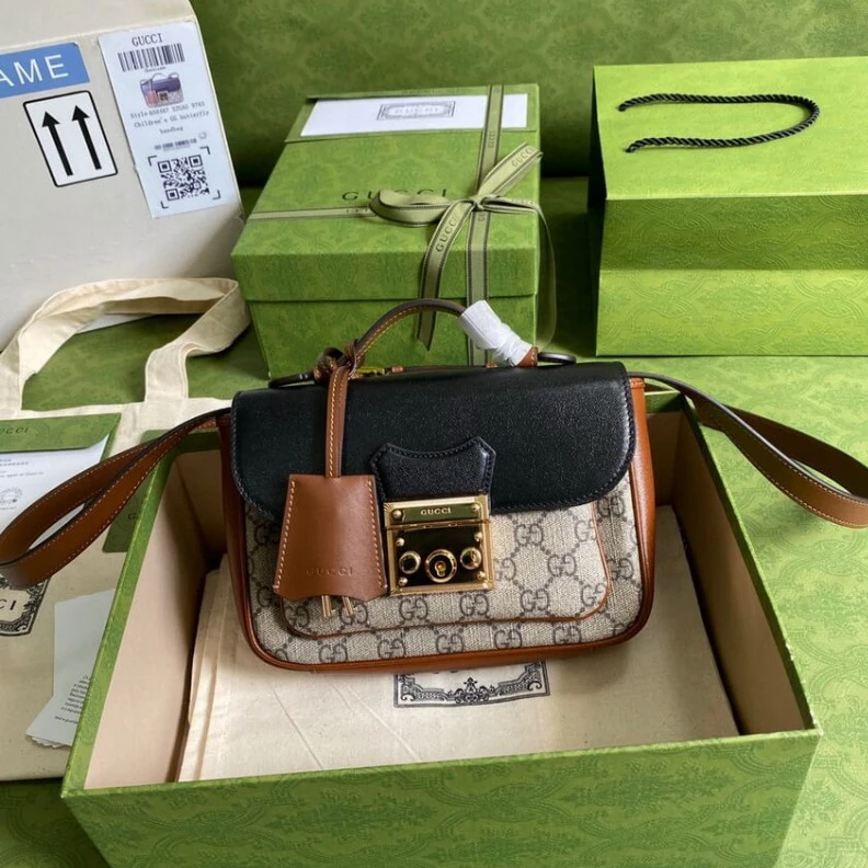 Replica bag Microfibr Gucci Padlock Mini Bag Black
